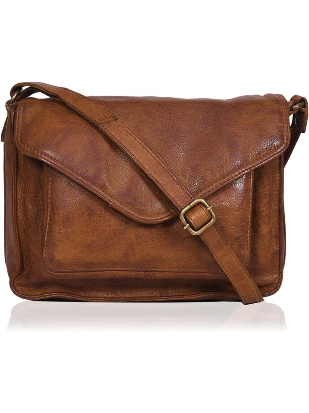 Women's Tan Leather Crossbody Bag with Adjustable Strap Snap Closure Tote Bags